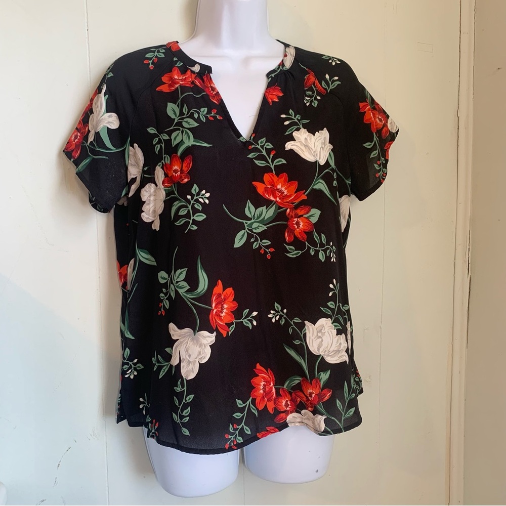 Old Navy Black Floral Blouse Old Navy
